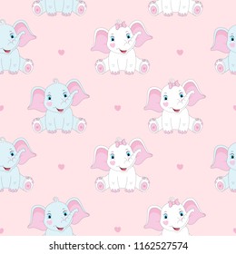 Seamless pattern with cute elephants. Baby print. Vector illustration