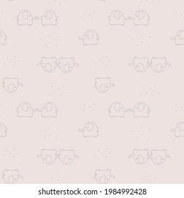 Patrón sin foco con elefantes lindos sobre un fondo rosa claro. Antecedentes vectoriales al estilo infantil estupendo para tejidos y textiles, ropa de bebé, diseños de embalajes, tarjetas y banderas