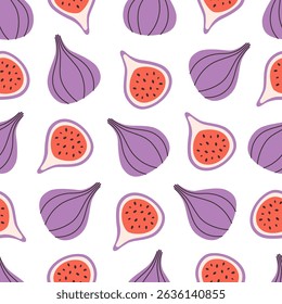 Modelo inconsútil con la fruta linda de la higuera. Diseño para Anuncio, Fondo de pantalla, textil, papel de embalaje, fondo, tarjetas. Ilustración vectorial en estilo plano