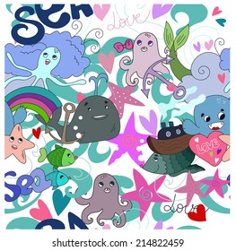 seamless pattern with cute fish