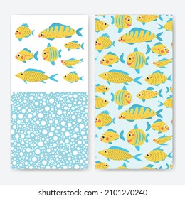 Seamless pattern cute fish for decoration design. Seamless vector background. Great design for any purposes.