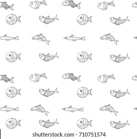 Seamless pattern with cute fishes
