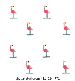Seamless pattern, cute flamingos in the sea, pink wild birds, tropic, beautiful background
