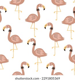 Seamless pattern with cute flamingos. Vector illustration for your design