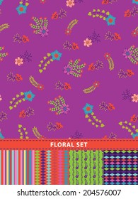 Seamless  pattern .Cute floral stylized arrangement in retro style .Use for fabrics, Wallpaper,background,packaging paper.Vintage vector illustration