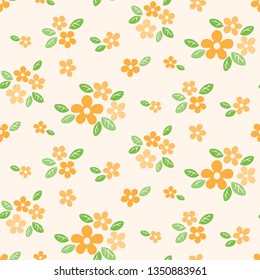 Patrón sin fisuras con lindo fondo floral, flores amarillas. Ilustración vectorial.