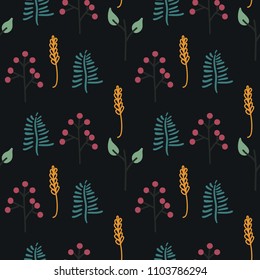 Seamless pattern with cute florals hand drawing