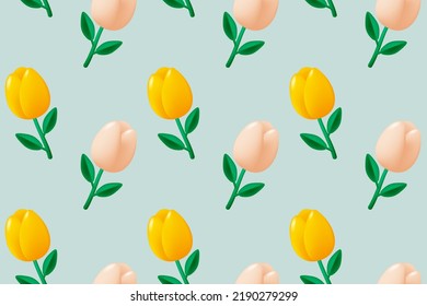 The seamless pattern of cute flower in flat vector style. illustation of flower in pastel color scheme