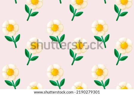 The seamless pattern of cute flower in flat vector style. illustation of flower in pastel color scheme