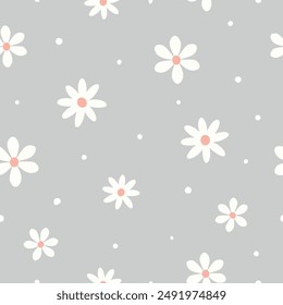 Seamless pattern with cute flower. Floral background. Used for fabric, textile, wallpaper, wrapping, kids apparel design
