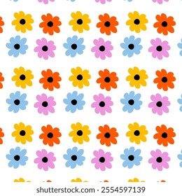 Seamless pattern with cute flower. Modern trendy seamless pattern with abstract colorful flowers. great for textiles, banners, wallpapers, wrapping vector design.