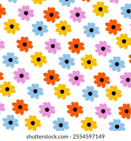 Seamless pattern with cute flower. Modern trendy seamless pattern with abstract colorful flowers. great for textiles, banners, wallpapers, wrapping vector design.