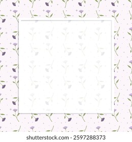 Seamless pattern with cute flower on purple background vector illustration. Sweet floral print notepad background