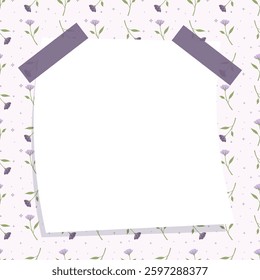 Seamless pattern with cute flower on purple background vector illustration. Sweet floral print notepad background