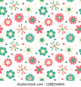 Seamless pattern with cute flowers