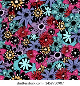 seamless pattern with cute flowers