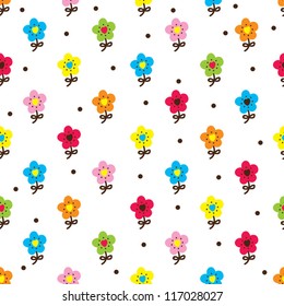 Seamless pattern with cute flowers. Seamless pattern can be used for wallpaper, pattern fills, web page background, surface textures.