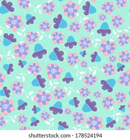 Seamless pattern with cute flowers. Seamless pattern can be used for wallpaper, pattern fills, web page background, surface textures.