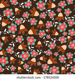 Seamless pattern with cute flowers. Seamless pattern can be used for wallpaper, pattern fills, web page background, surface textures.