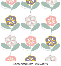 Seamless pattern with cute flowers. Seamless pattern can be used for wallpaper, pattern fills, web page background, surface textures