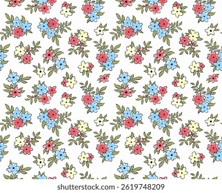 Seamless pattern with cute flowers. Fashion print. Vector illustration.