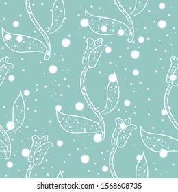 Seamless Pattern with Cute Flowers. Hand Drawn Scandinavian Style. Vector Illustration 