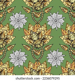 seamless pattern with cute flowers and leaves on pleasant colors, watercolor floral pattern, tileable for wallpaper, card or fabric. vector illustration 
