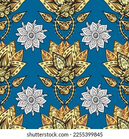 seamless pattern with cute flowers and leaves on pleasant colors, watercolor floral pattern, tileable for wallpaper, card or fabric. vector illustration 