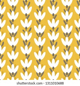 Seamless pattern with cute flowers on yellow background. Can be used for printing on fabric and paper and other surfaces. 