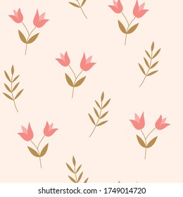 Seamless pattern with cute flowers on a pink background. Vector illustration. For textile, fabric, Wallpaper, wrapping paper design