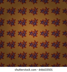 Seamless pattern with cute flowers in orange, brown and violet colors. Vector illustration.