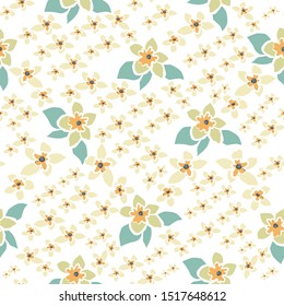 Seamless Pattern with Cute Flowers. Scandinavian Style. Vector Illustration
