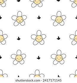 Seamless pattern with cute flowers. Spring collection. Vector illustration. Design for wrapping paper, wallpaper, banner, card, fabric, textile