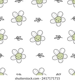 Patrón sin foco con flores lindas. Colección de primavera. Ilustración vectorial. Diseño para envolver papel, papel pintado, pancarta, tarjeta, tela, textil