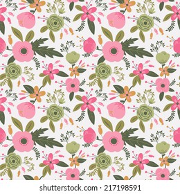 Seamless pattern with cute flowers. Used for wallpaper, pattern fills, web page background,surface textures.