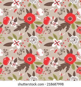 Seamless pattern with cute flowers. Used for wallpaper, pattern fills, web page background,surface textures.