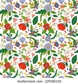 Seamless pattern with cute flowers. Used for wallpaper, pattern fills, web page background,surface textures.