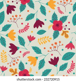 Seamless pattern with cute flowers. Used for wallpaper, pattern fills, web page background,surface textures.