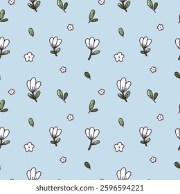 seamless pattern with cute flowers. vector spring background