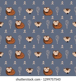seamless pattern cute forest animals