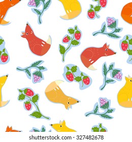 Seamless pattern with cute fox.