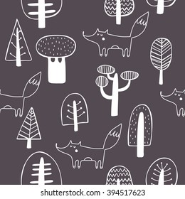 seamless pattern with cute fox