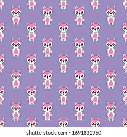 Seamless pattern cute fox cartoon .vector and illustration