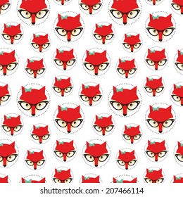 Seamless pattern with cute fox. Vector illustration.