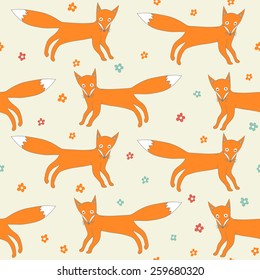 seamless pattern with cute foxes