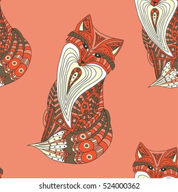 seamless pattern with cute foxes
