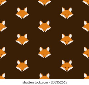 Seamless pattern with cute foxes. Vector illustration