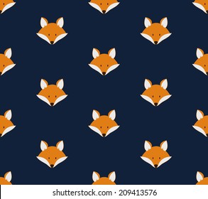 Seamless pattern with cute foxes. Vector illustration