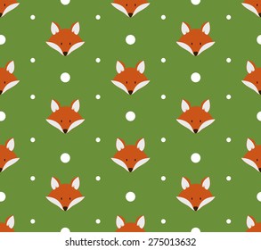 Seamless pattern with cute foxes. Vector illustration