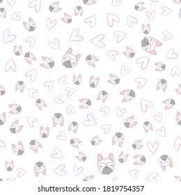 Seamless pattern with cute french bulldog. Vector illustration.